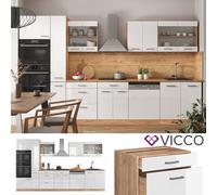 Kitchenette Bloc cuisine Cuisine intégrée R-Line 350 cm chêne blanc Vicco
