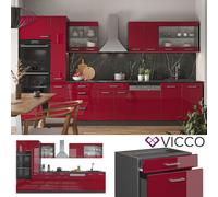 Kitchenette Bloc cuisine Cuisine intégrée R-Line anthracite bordeaux rouge Vicco