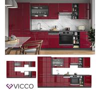 Kitchenette Bloc cuisine Fame-Line anthracite bordeaux rouge 355 cm Vicco
