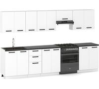 Kitchenette Bloc cuisine moderne Ensemble de meubles 320 cm blanc mat