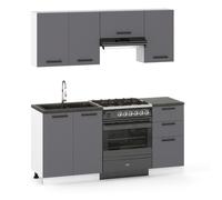 Kitchenette Bloc cuisine moderne Ensemble de meubles Barcelona180cm Graphite