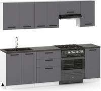 Kitchenette Bloc cuisine moderne Ensemble de meubles de cuisine 240 cm Graphite