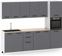 Kitchenette Bloc cuisine moderne Ensemble de meubles de cuisine 260 cm Graphite