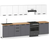 Kitchenette Bloc cuisine moderne Meubles Set320cm Graphite/Blanc mat