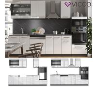 Vicco Cuisine Fame-Line, Blanc Brillant/Anthracite, 300cm