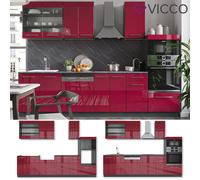 Kitchenette Cuisine intégrée Fame-Line anthracite bordeaux rouge 300 cm Vicco