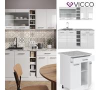 Kitchenette Cuisine intégrée R-Line 160 cm blanc ultra-brillant Vicco