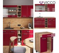 Kitchenette Cuisine intégrée R-Line chêne bordeaux rouge ultra-brillant Vicco
