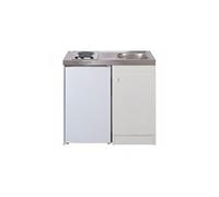 Kitchenette evier inox reversible 1 cuve 100cm domino elec minuterie meuble 1 porte frigo 4*