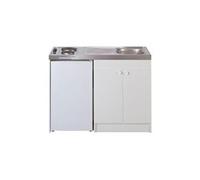 Kitchenette evier inox reversible 1 cuve 120cm domino elec meuble 2 portes frigo 4*
