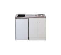 Kitchenette evier inox reversible 1 cuve 120cm domino induction manette meuble 2 portes frigo 4*