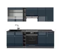 Kitchenette Fame-Line 235cm sans PT Bleu foncé brillant/Anthracite Vicco 49753