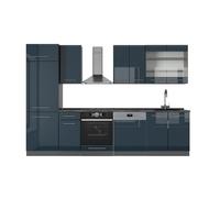 Kitchenette Fame-Line 300cm sans PT Bleu foncé brillant/Anthracite Vicco 49726