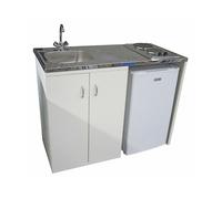 Kitchenette métal complète 120x60cm Chauffe eau cuve plastique - Lot de 2 - MOBIKA - RE-KI-003