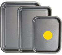 Kitcheneur® Lot de 3 plaques de cuisson et plaques à rôtir 38 cm, 35 cm et 28 cm - Antiadhésives - Passe au lave-vaisselle et facile à nettoyer