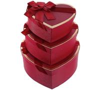 KITCHENKARATLY 3 pièces Boîte Cadeau Forme Cœur Rouge Profond pour Parfum Rouge à Lèvres et Bijoux Coffret Emballage Romantique pour Fleurs et Petits Cadeaux Set de Anniversaire et