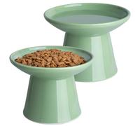 KITCHENLESTAR Lot de 2 gamelles surélevées en céramique extra larges de 15,7 cm pour chat âgé, grand chat, petit chien, design surélevé pour animal de compagnie facile à manger, protège la colonne