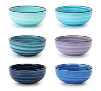 KitchenTour Lot de 6 bols à sauce soja de 76,5 g - Mini bols en porcelaine pour assaisonnement, sushis, ketchup, apéritif, noix, assortiment de couleurs froides
