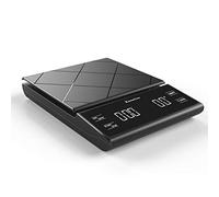 KitchenTour Pèse-café numérique multifonction avec minuterie haute précision 3 kg/0,1 g - Verser sur goutte à goutte - Balance expresso avec écran LCD lumineux (piles incluses) - Noir