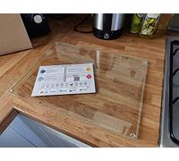 Kitchenville Planche à Découper 40×30 cm en Verre Trempé - Plaque en Verre pour Cuisine, Durable, Résistante aux Rayures et à la Chaleur - Protection de Plan de Travail - Design Transparent