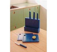 KITCHENWARE STUDIO - Set de 2 planches à découper et de 4 couteaux de cuisine - Bleu cobalt