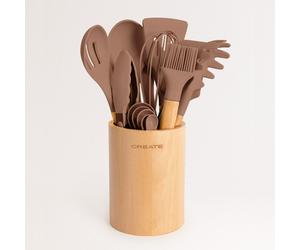KITCHENWARE STUDIO - Utensiles De Cuisine En Silicone Et Bois Moka