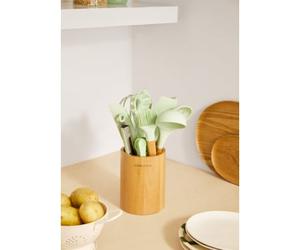 KITCHENWARE STUDIO - Utensiles De Cuisine En Silicone Et Bois Vert Pastel