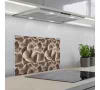 KitchenYeah© Crédence Adhésive Cuisine 40x60 cm Résistant À La Chaleur Plaque Adhesif Fond De Hotte Interieur Cuisson Sur Mesure Forme éventail - Beige - Texture fibre