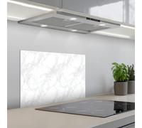 KitchenYeah© Crédence Adhésive Cuisine 40x60 cm Résistant À La Chaleur Plaque Adhesif Fond De Hotte Interieur Cuisson Sur Mesure Minimaliste - Veines blanches - veines grises