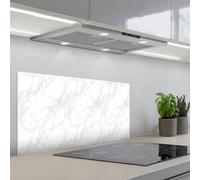 KitchenYeah© Crédence Adhésive Cuisine 45x90 cm Résistant À La Chaleur Plaque Adhesif Fond De Hotte Interieur Cuisson Sur Mesure Minimaliste - Veines blanches - veines grises