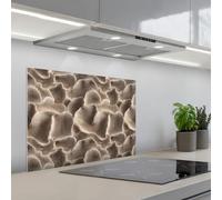 KitchenYeah© Crédence Adhésive Cuisine 50x70 cm Résistant À La Chaleur Plaque Adhesif Fond De Hotte Interieur Cuisson Sur Mesure Forme éventail - Beige - Texture fibre