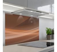 KitchenYeah© Crédence Adhésive Cuisine 55x80 cm Résistant À La Chaleur Plaque Adhesif Fond De Hotte Interieur Cuisson Sur Mesure Vagues - Abstrait - Brun