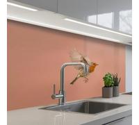 KitchenYeah© Crédence Adhésive Cuisine 60x100 cm Résistant À La Chaleur Plaque Adhesif Fond De Hotte Interieur Cuisson Sur Mesure Robin - Nature - Rose