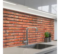 KitchenYeah© Crédence Adhésive Cuisine 60x100 cm Résistant À La Chaleur Plaque Adhesif Fond De Hotte Interieur Cuisson Sur Mesure Rouge - Briques - Mur - Détérioration
