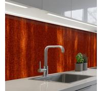 KitchenYeah© Crédence Adhésive Cuisine 60x150 cm Résistant À La Chaleur Plaque Adhesif Fond De Hotte Interieur Cuisson Sur Mesure Orange - Rouge - Rouille - Métal