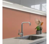 KitchenYeah© Crédence Adhésive Cuisine 60x150 cm Résistant À La Chaleur Plaque Adhesif Fond De Hotte Interieur Cuisson Sur Mesure Robin - Nature - Rose