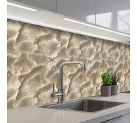 KitchenYeah© Crédence Adhésive Cuisine 60x200 cm Résistant À La Chaleur Plaque Adhesif Fond De Hotte Interieur Cuisson Sur Mesure Textures en éventail - Beige - Texture en fibres