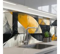 KitchenYeah© Crédence Adhésive Cuisine 60x200 cm Résistant À La Chaleur Plaque Adhesif Fond De Hotte Interieur Cuisson Sur Mesure Art - Or - Gris - Moderne