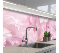 KitchenYeah© Crédence Adhésive Cuisine 60x200 cm Résistant À La Chaleur Plaque Adhesif Fond De Hotte Interieur Cuisson Sur Mesure Floraison - Fleurs - Rose - Pivoine