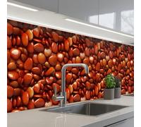 KitchenYeah© Crédence Adhésive Cuisine 60x250 cm Résistant À La Chaleur Plaque Adhesif Fond De Hotte Interieur Cuisson Sur Mesure Rouge - Brillant - Pierres