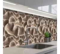 KitchenYeah© Crédence Adhésive Cuisine 60x250 cm Résistant À La Chaleur Plaque Adhesif Fond De Hotte Interieur Cuisson Sur Mesure Forme éventail - Beige - Texture fibre