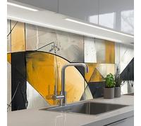 KitchenYeah© Crédence Adhésive Cuisine 60x250 cm Résistant À La Chaleur Plaque Adhesif Fond De Hotte Interieur Cuisson Sur Mesure Art - Or - Gris - Moderne