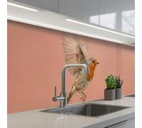 KitchenYeah© Crédence Adhésive Cuisine 60x300 cm Résistant À La Chaleur Plaque Adhesif Fond De Hotte Interieur Cuisson Sur Mesure Robin - Nature - Rose