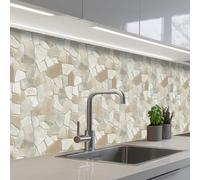 KitchenYeah© Crédence Adhésive Cuisine 60x300 cm Résistant À La Chaleur Plaque Adhesif Fond De Hotte Interieur Cuisson Sur Mesure Mosaïque - Pierres - Beige