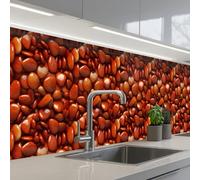 KitchenYeah© Crédence Adhésive Cuisine 60x300 cm Résistant À La Chaleur Plaque Adhesif Fond De Hotte Interieur Cuisson Sur Mesure Rouge - Brillant - Pierres