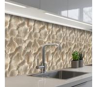KitchenYeah© Crédence Adhésive Cuisine 60x350 cm Résistant À La Chaleur Plaque Adhesif Fond De Hotte Interieur Cuisson Sur Mesure Textures en éventail - Beige - Texture en fibres
