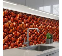 KitchenYeah© Crédence Adhésive Cuisine 60x400 cm Résistant À La Chaleur Plaque Adhesif Fond De Hotte Interieur Cuisson Sur Mesure Rouge - Brillant - Pierres