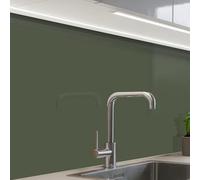 KitchenYeah© Crédence Adhésive Cuisine 60x80 cm Résistant À La Chaleur Plaque Adhesif Fond De Hotte Interieur Cuisson Sur Mesure Vert - Olive - Couleur - Solide