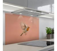 KitchenYeah© Crédence Adhésive Cuisine 60x90 cm Résistant À La Chaleur Plaque Adhesif Fond De Hotte Interieur Cuisson Sur Mesure Robin - Nature - Rose