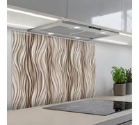 KitchenYeah© Crédence Adhésive Cuisine 60x90 cm Résistant À La Chaleur Plaque Adhesif Fond De Hotte Interieur Cuisson Sur Mesure Ondes - 3D - Crème